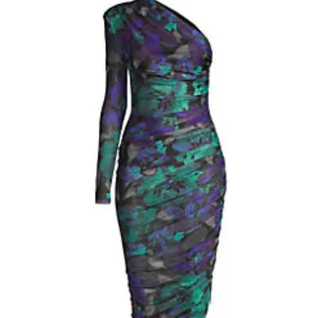 Misha Lumire Ramona Floral Asymmetrical Midi Dress, Sz. M